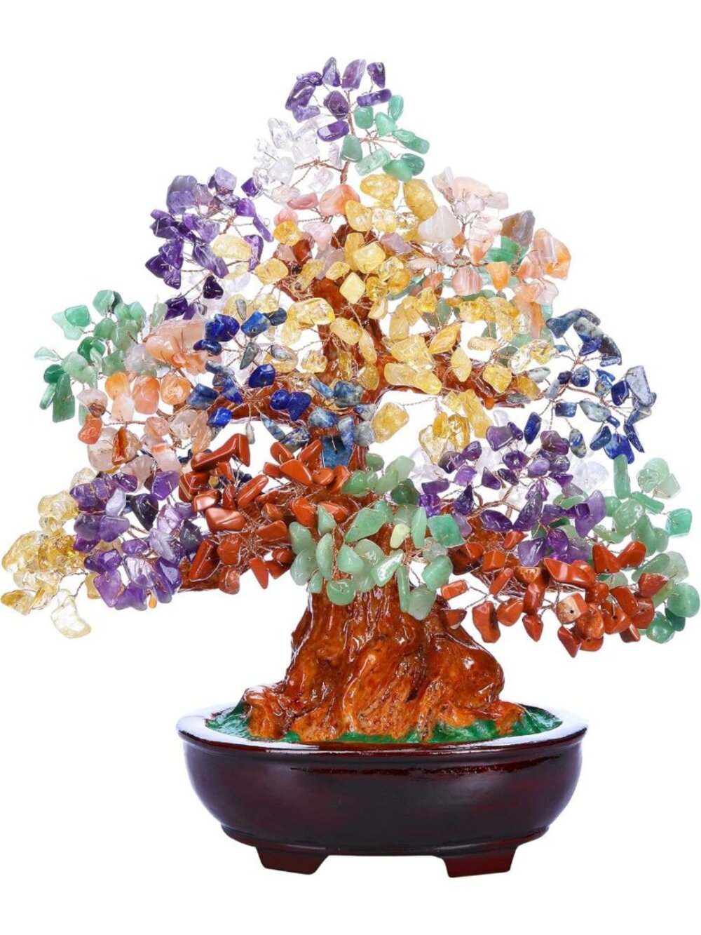 10-Inch Chakra Healing Crystal Tree - Feng Shui Bonsai for Wealth & Good Luck